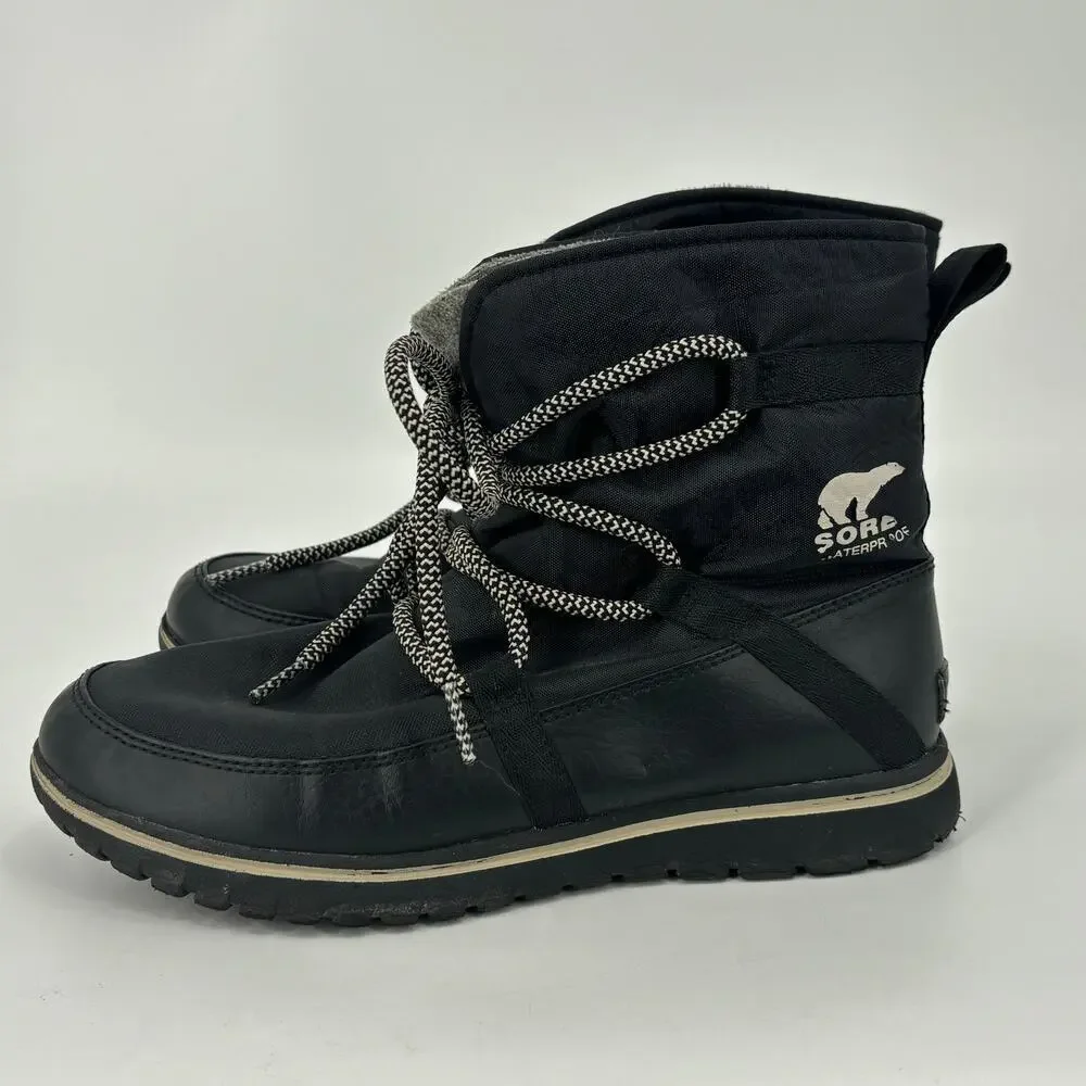 Sorel Boot Size 8 Black Cozy Explorer Waterproof Winter‎ Snow Fleece Lined